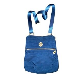 Baggallini Hanover Crossbody Bag Blue Nylon Turn Lock Adjustable Strap Medium